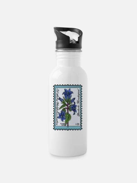 Bellflower - Water bottle with straw - white