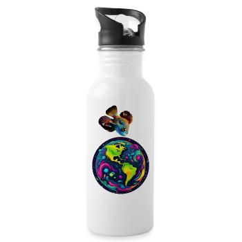 Fish and its planet - Water bottle with straw - white - Right