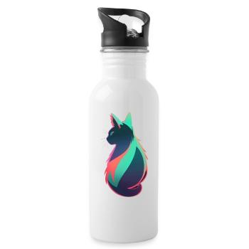 wonderful cat neon colorful colorful - Water bottle with straw - white - Right