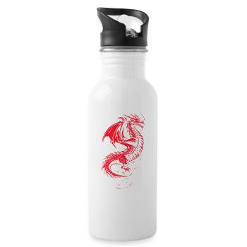 Roter Drache zügellos - Trinkflasche mit integriertem Trinkhalm - Weiß - Rechts