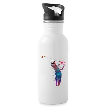 Sport golf player - Water bottle with straw - white - Right