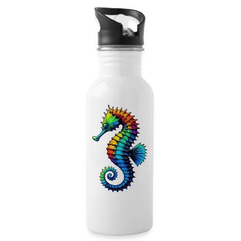 Seepferdchen - Trinkflasche mit integriertem Trinkhalm - Weiß - Rechts