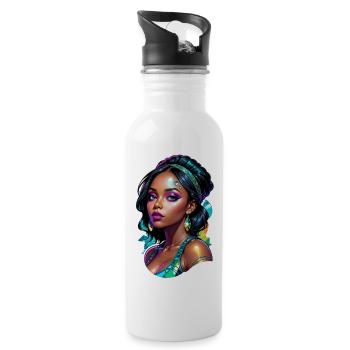 Afro Woman - Beauty - Water bottle with straw - white - Right
