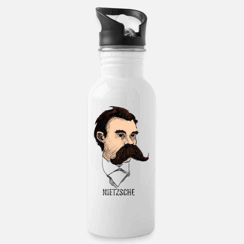 Nietzsche - Trinkflasche mit integriertem Trinkhalm - Weiß