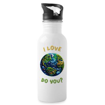 I Love Planet Earth. Do you? - Gourde avec paille intégrée - blanc - Droite