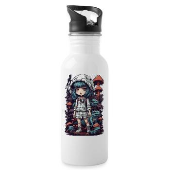 Psychedelic Mushroom Anime Festival Aesthetic - Water bottle with straw - white - Right