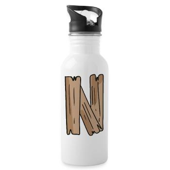 Letter N Wood Wooden Letter Name - Water bottle with straw - white - Right