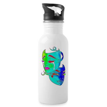 Beautiful female paint art Face colorful woman - Water bottle with straw - white - Right