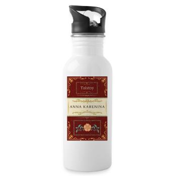 Anna Karenina aus Tolstoi - Trinkflasche mit integriertem Trinkhalm - Weiß - Rechts