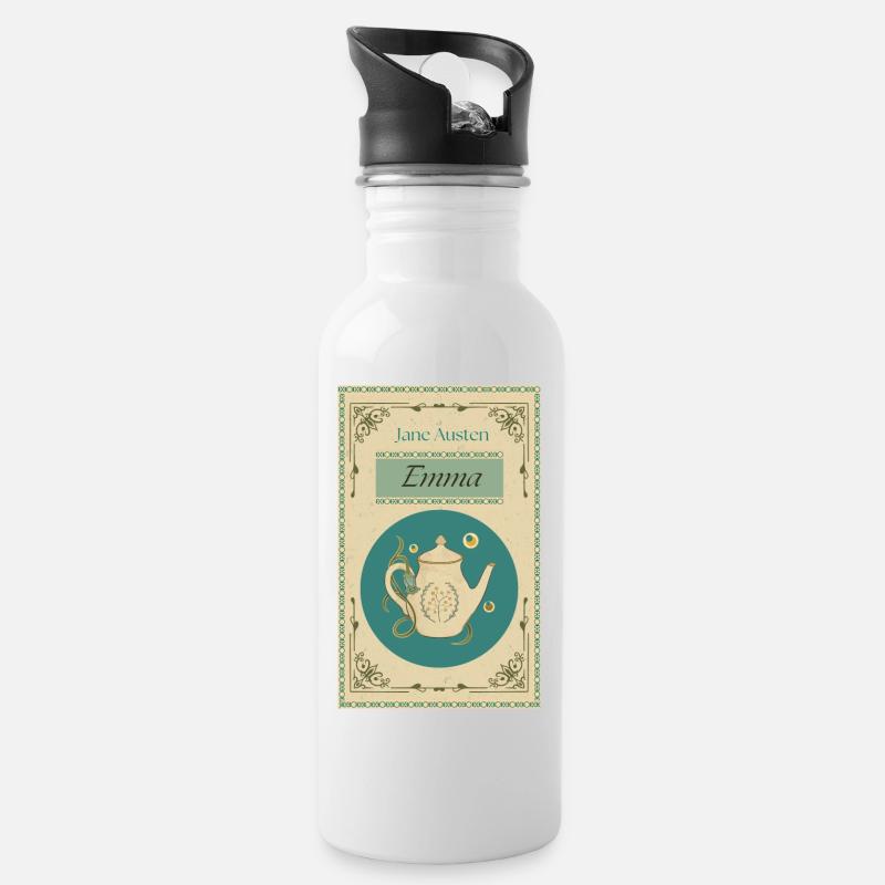 Emma - Jane Austen - Trinkflasche mit integriertem Trinkhalm - Weiß