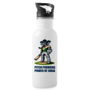 Indien Cricket Elefanten Design - Trinkflasche mit integriertem Trinkhalm - Weiß - Rechts