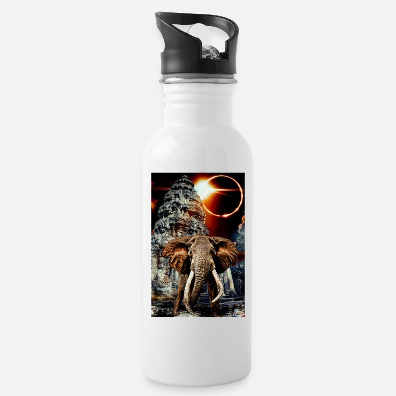 elephant final - Gourde avec paille intégrée - blanc
