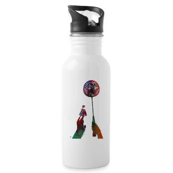 Badmintonsport #badminton - Trinkflasche mit integriertem Trinkhalm - Weiß - Rechts