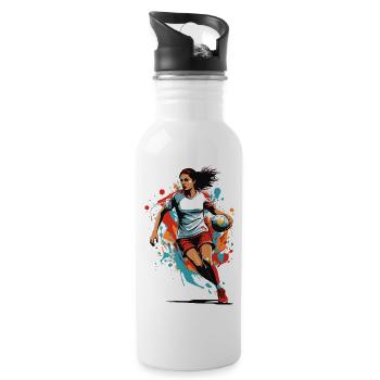 Handball Femme Streetwear Style Iconique - Gourde avec paille intégrée - blanc - Droite