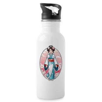 Japanese woman in kimono - Japan - manga - Water bottle with straw - white - Right