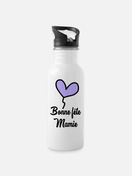 MAMIE. FÊTE DES MÈRES - Gourde avec paille intégrée - blanc