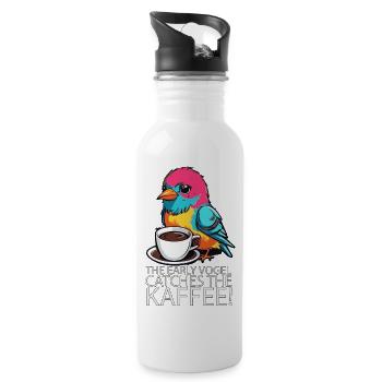 The Early Vogel catches the Kaffee Frühaufsteher - Trinkflasche mit integriertem Trinkhalm - Weiß - Rechts