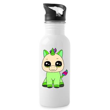 Kleines Einhorn - Trinkflasche mit integriertem Trinkhalm - Weiß - Rechts