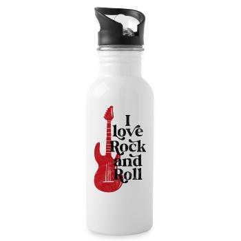 I love rock and roll - Water bottle with straw - white - Right