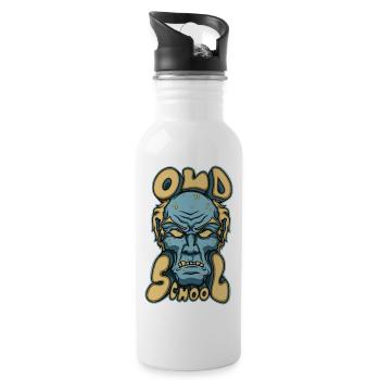 Oldschool - Trinkflasche mit integriertem Trinkhalm - Weiß - Rechts