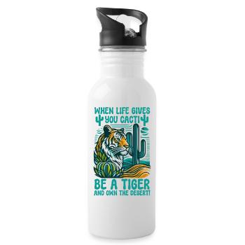 When Life Gives You Cacti, Be A Tiger - Water bottle with straw - white - Right