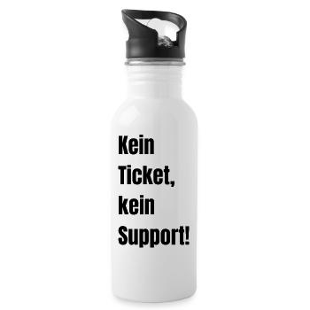 Kein Ticket kein Support! - Trinkflasche mit integriertem Trinkhalm - Weiß - Rechts