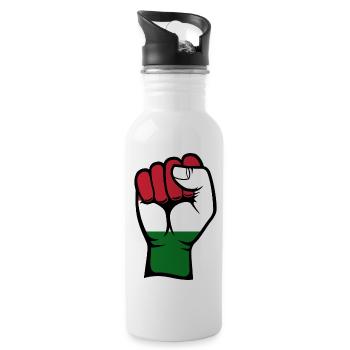 Ungarn Flagge Faust Hand - Trinkflasche mit integriertem Trinkhalm - Weiß - Rechts