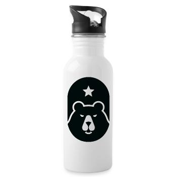 Bear badly licked - Water bottle with straw - white - Right