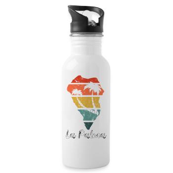 La Palma Umriss Karte Kanaren Urlaub vintage retro - Trinkflasche mit integriertem Trinkhalm - Weiß - Rechts