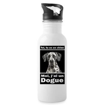 Moi, j'ai un Dogue - Gourde avec paille intégrée - blanc - Droite