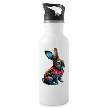 Lapin - Gourde avec paille intégrée - blanc - Droite