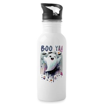 Bouh ! mignon halloween effrayant - Gourde avec paille intégrée - blanc - Droite