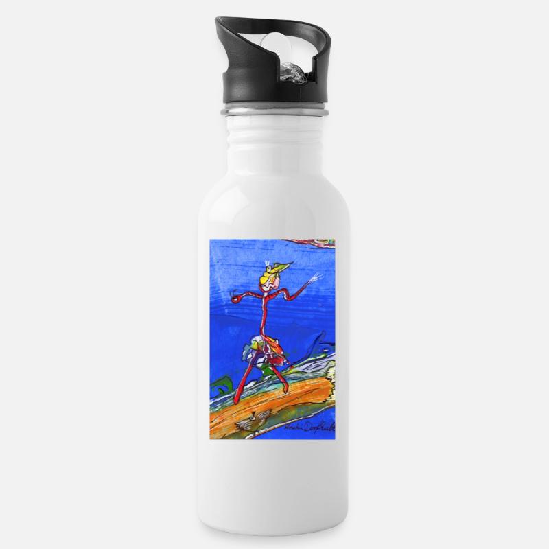 SPASStasie - Trinkflasche mit integriertem Trinkhalm - Weiß