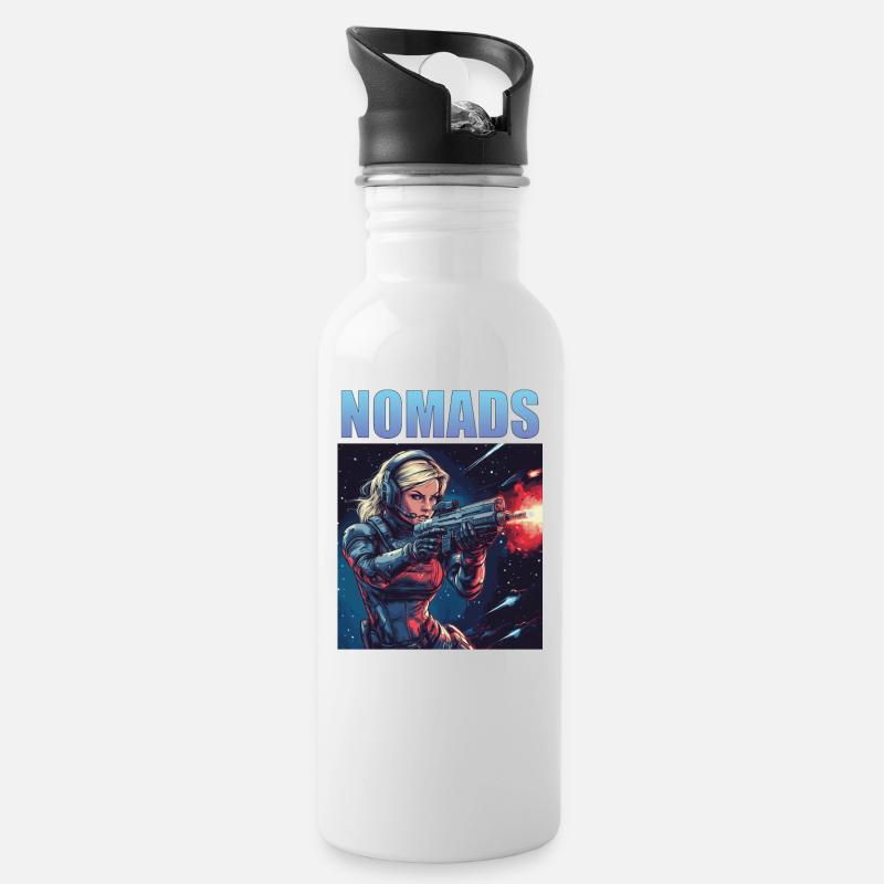 Blaster Girl 2 - Trinkflasche mit integriertem Trinkhalm - Weiß