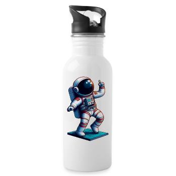 Space Hero - Cute Astronaut - Water bottle with straw - white - Right