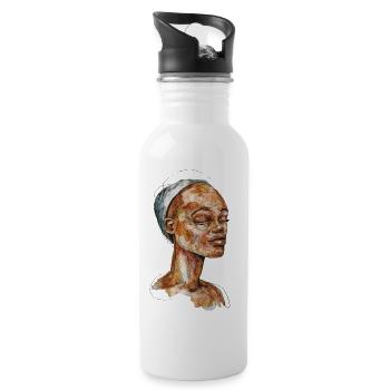 Collage GALI carographic watercolor african woman - Water bottle with straw - white - Right