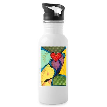 Heart - Water bottle with straw - white - Right
