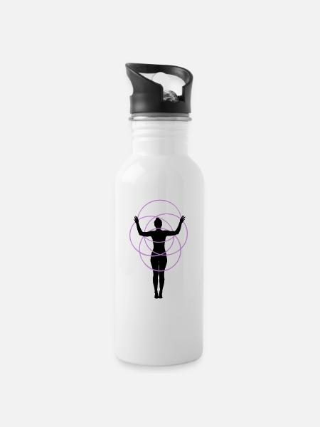 Hulahoop Silhouette - Trinkflasche mit integriertem Trinkhalm - Weiß