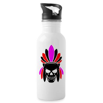 Indian Skull - Water bottle with straw - white - Right