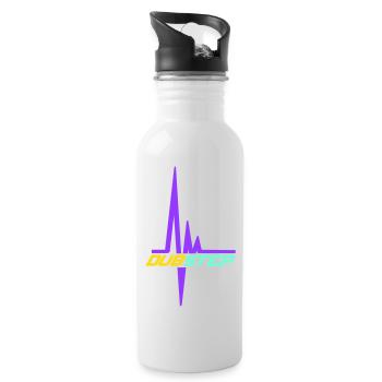 Dub Step Techno Music Pulse Heartbeat Frequency - Water bottle with straw - white - Right