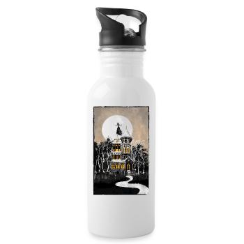 Halloween Haunted Mansion - Water bottle with straw - white - Right