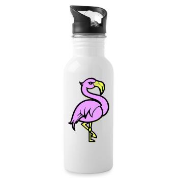 Bande dessinée Flamingo - Gourde avec paille intégrée - blanc - Droite
