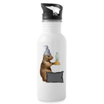 Eichhörnchen mit Lampe und Kissen - Trinkflasche mit integriertem Trinkhalm - Weiß - Rechts