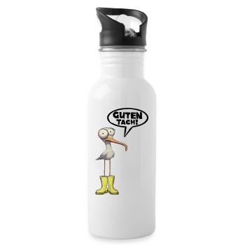 Guten Tach Möwe Lustiger Spruch Witzig Spruch - Trinkflasche mit integriertem Trinkhalm - Weiß - Rechts