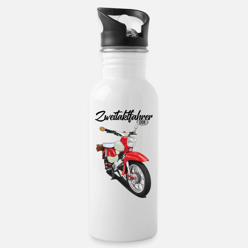 Star (red) // Illustration - Water bottle with straw - white