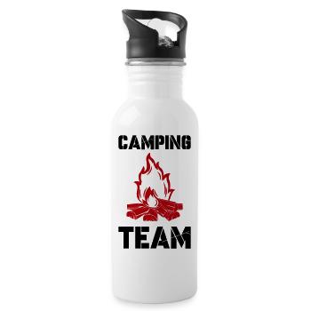 lagerfeuer camping team - Trinkflasche mit integriertem Trinkhalm - Weiß - Rechts