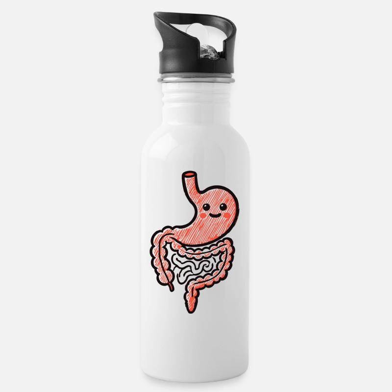 Magen Darm Infekt Humor - Trinkflasche mit integriertem Trinkhalm - Weiß