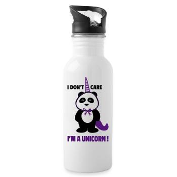 Panda en licorne, Cadeau amusant pour les enfants - Gourde avec paille intégrée - blanc - Droite