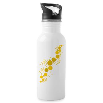 Diagonale Blasen - Gold / Gelb - Trinkflasche mit integriertem Trinkhalm - Weiß - Rechts