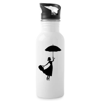 Woman Umbrella - Water bottle with straw - white - Right